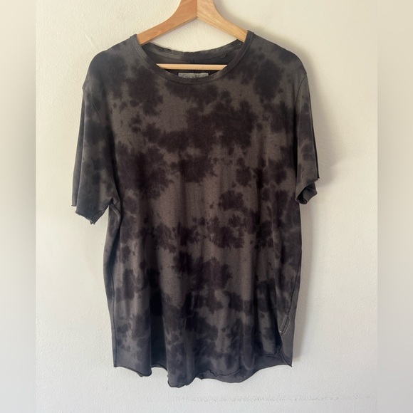 rag & bone Grey Haydon Tie Dye Short Sleeve Linen Cotton Blend T-Shirt Medium - Picture 2 of 11